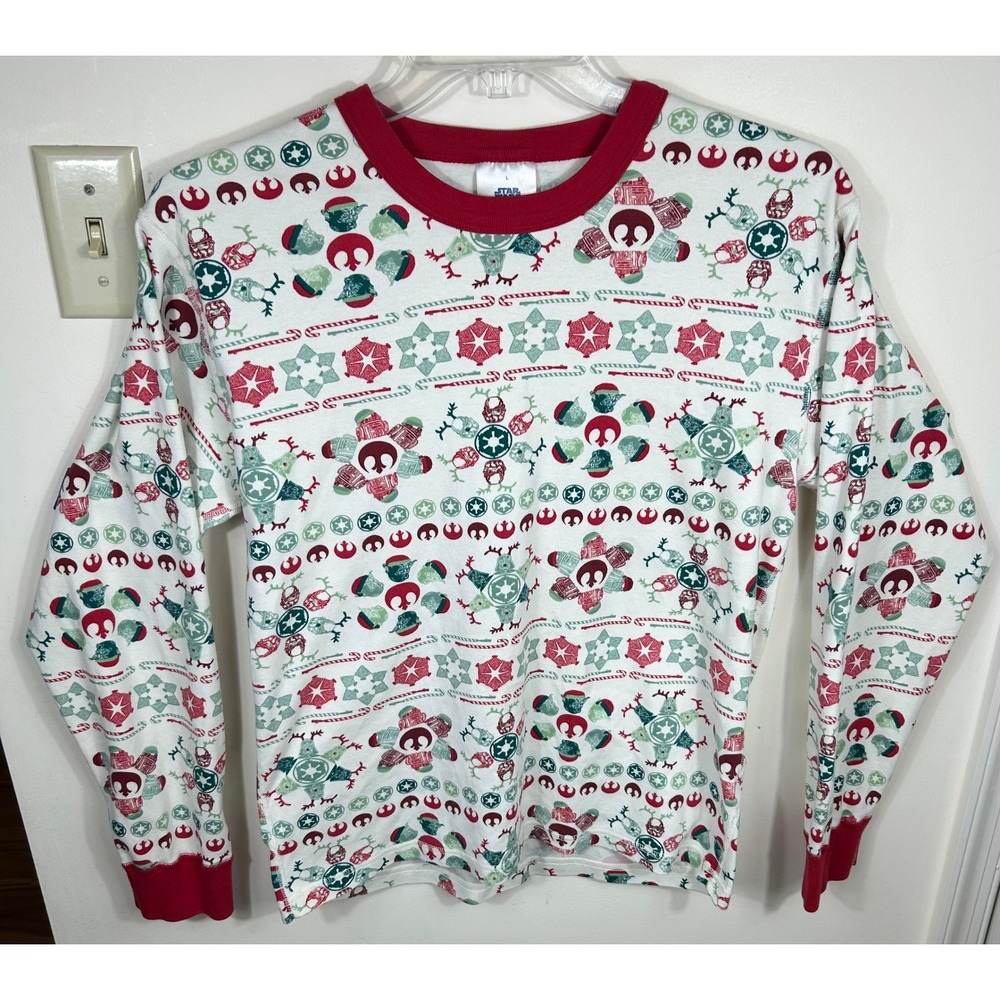 Hanna Andersson Pajama Top Unisex L Cream Star Wars Holiday Organic Cotton Comfy